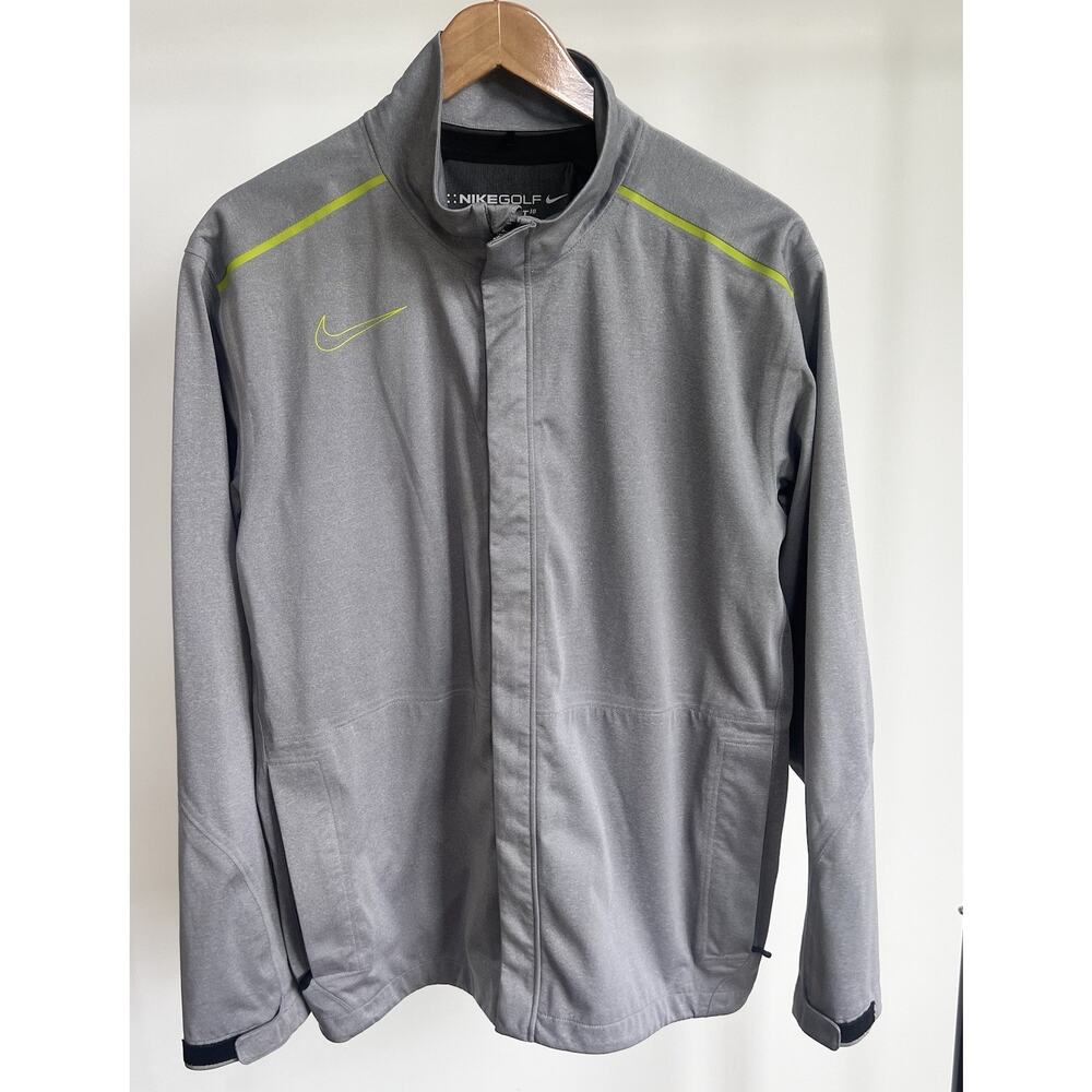 Nike Gray Windbreaker Jacket with Lime Accents